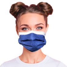 Load image into Gallery viewer,  Woman wearing denim blue mask