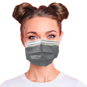  Woman wearing graphite gray mask