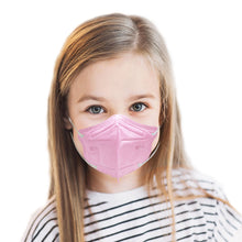 Load image into Gallery viewer, 4 year old child with M94k kinder toddler face mask in flamingo pink color
