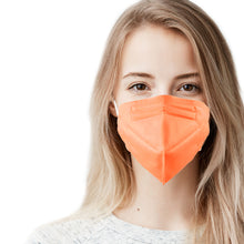 Load image into Gallery viewer, Woman wearing tangerine orange M95i mask