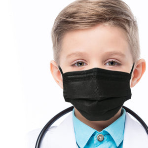 Boy wearing jet black mask