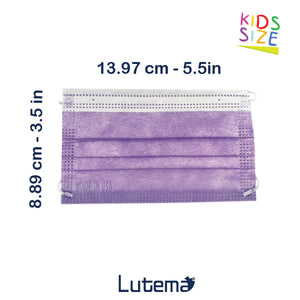 Approximate dimensions of kids size mask, 5.5 inches by 3.5 inches