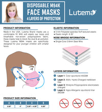 Load image into Gallery viewer, Lutema M94k Toddler Infant Face Mask Spec Sheet