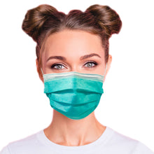Load image into Gallery viewer,  Woman wearing mint green mask
