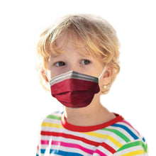 Load image into Gallery viewer, Boy wearing ruby red and sky blue mask