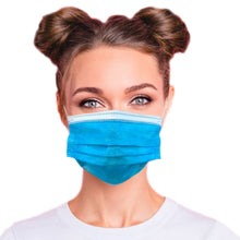 Load image into Gallery viewer,  Woman wearing sapphire blue mask