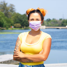 Load image into Gallery viewer,  Woman wearing lavender purple mask