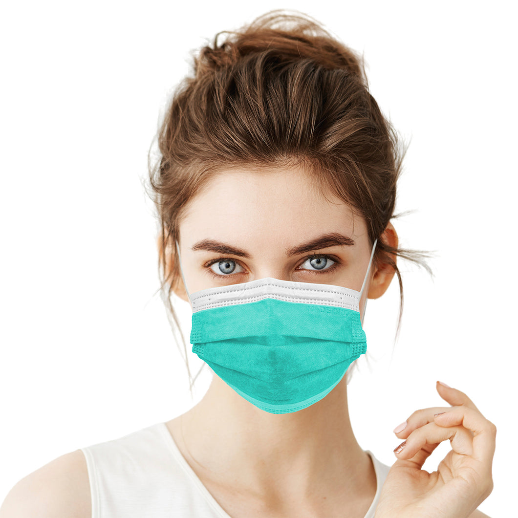 Lutema 3-Ply Disposable Face Mask Made in USA Mint Green