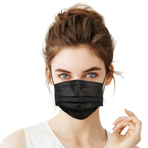 Lutema 3-Ply Disposable Face Mask Made in USA Jet Black