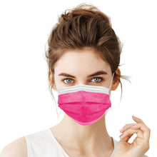Charger l&#39;image dans la galerie, Lutema 3-Ply Disposable Face Mask Made in USA Hot Pink
