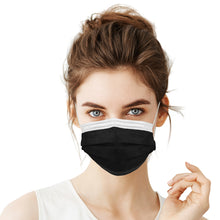 Charger l&#39;image dans la galerie, Lutema 3-Ply Disposable Face Mask Made in USA Black and White
