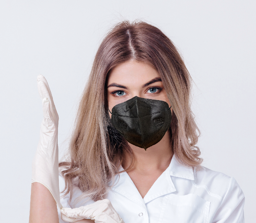 Woman wearing black M93i mask