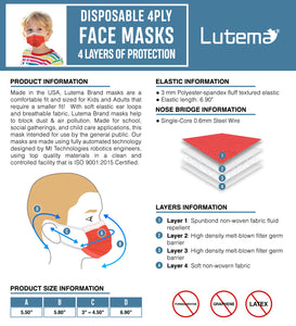 Lutema 4-Ply Kids Face Mask Spec Sheet