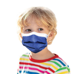 Boy wearing denim blue mask