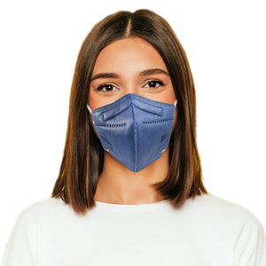 Woman wearing denim blue M95c Mask