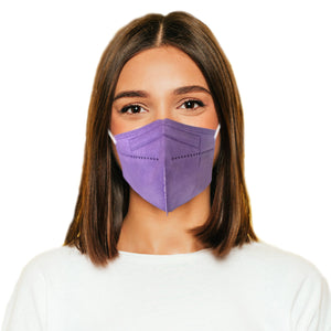 Woman wearing lavender purple M95c Mask