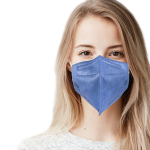 Woman wearing denim blue M95i mask