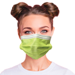  Woman wearing  kiwi green mask