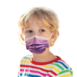 Boy wearing lavender mask
