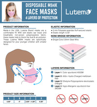Load image into Gallery viewer, Lutema M94k Toddler Infant Face Mask Spec Sheet

