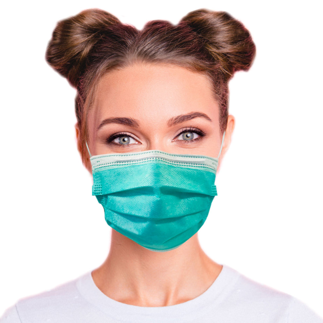  Woman wearing mint green mask