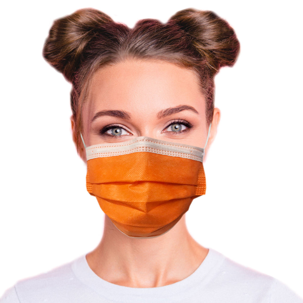  Woman wearing tangerine orange mask