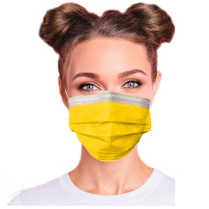 Woman wearing canary yellow mask