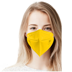 Woman wearing canary yellow M95i mask