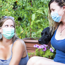 Load image into Gallery viewer, 2 girls in masks with dog
