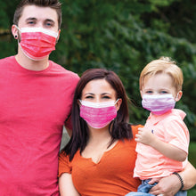 Load image into Gallery viewer, Family wearing masks in red, hot pink, and lavender
