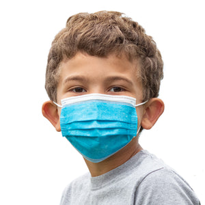 Boy wearing blue mask